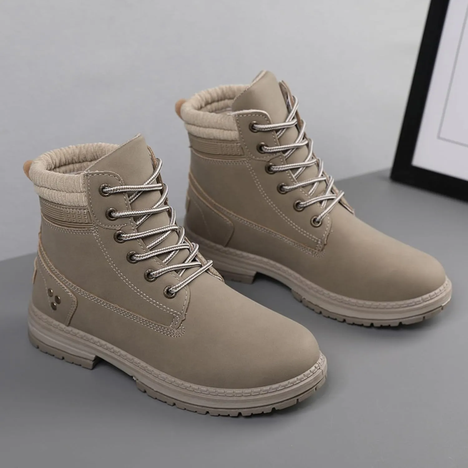 Womens Hiking Boots Combat Boots Womens Hiking Combat Boots Lace up Low Heel Waterproof Lightweight Versatile Boots