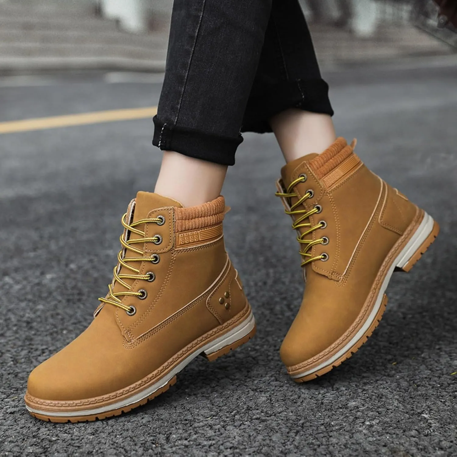 Womens Hiking Boots Combat Boots Womens Hiking Combat Boots Lace up Low Heel Waterproof Lightweight Versatile Boots