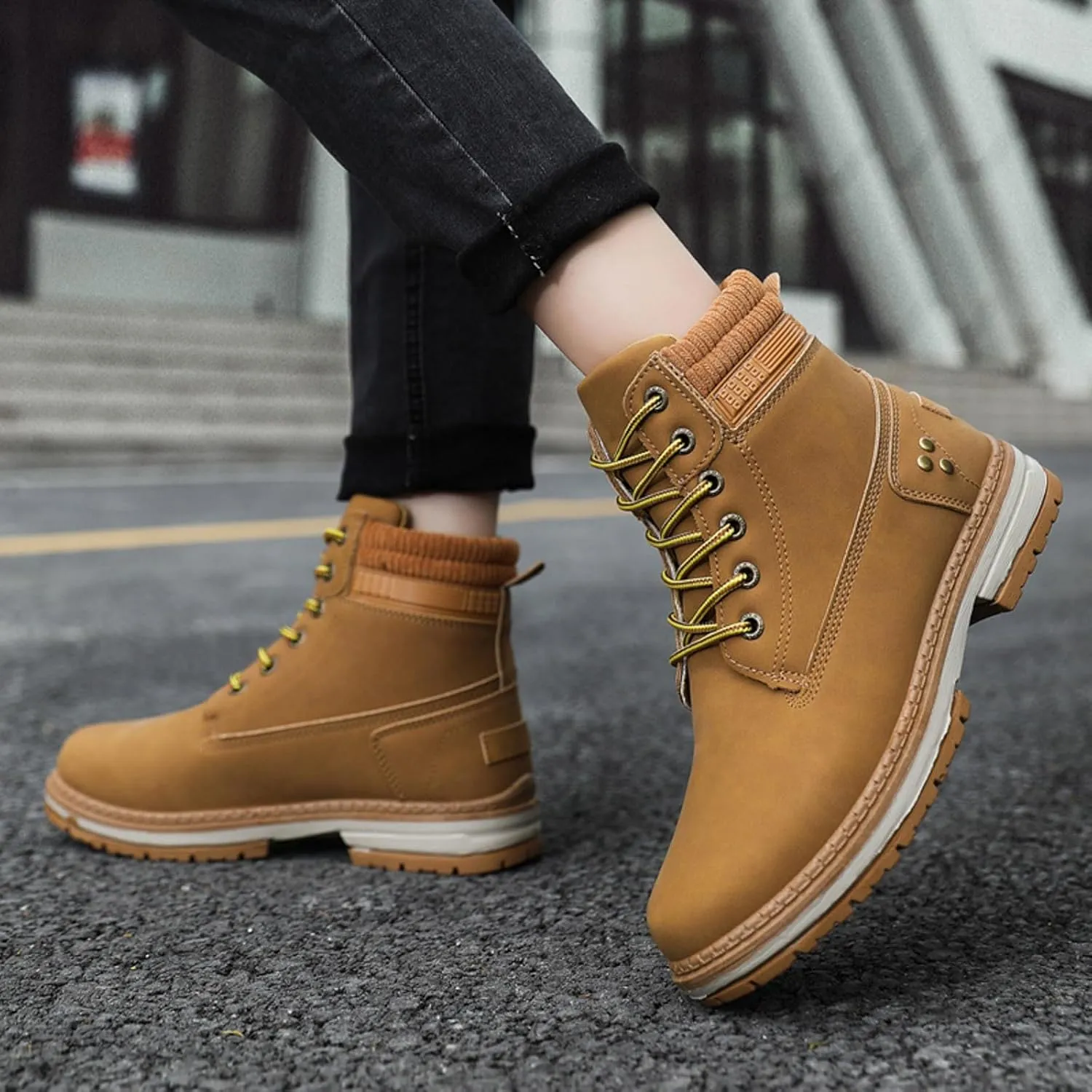 Womens Hiking Boots Combat Boots Womens Hiking Combat Boots Lace up Low Heel Waterproof Lightweight Versatile Boots