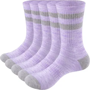 Womens Hiking Socks Moisture Wicking Cotton Work Boot Socks For Womens Size 6-9/9-11, 5 Pairs
