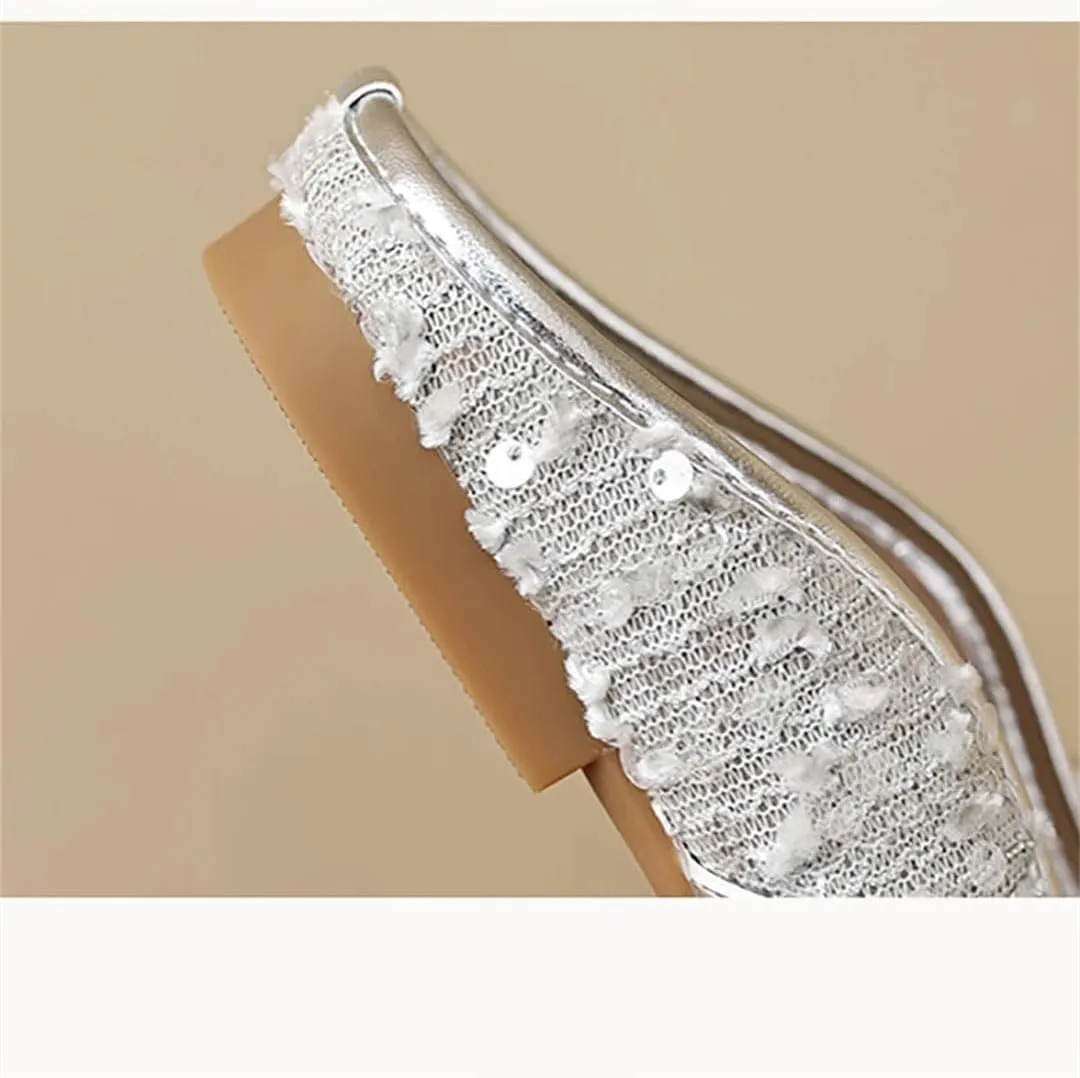 WomenS Korean Style Flat Heel String Bead Viscose Pull On Fashion Mules for Daily Shopping and Walking