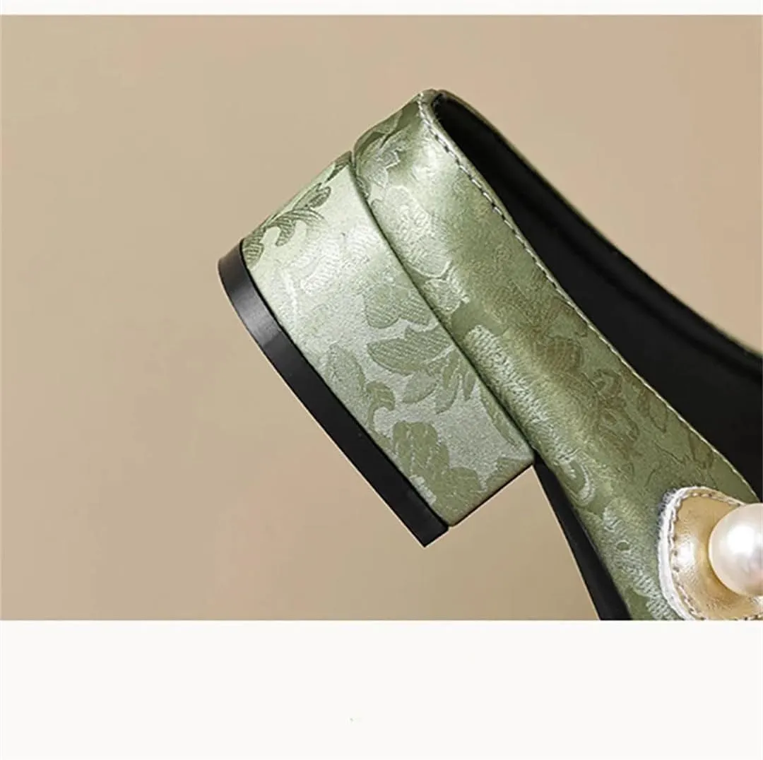 WomenS Korean Style Square Toe Slip On Med Square Heel Shallow Mules for Daily Shopping and Walking