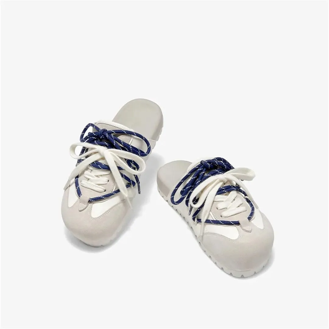 WomenS Leisure Style Slip-On Round Toe Suede Tied Patchwork Low Heel Mules for Daily Shopping and Walking