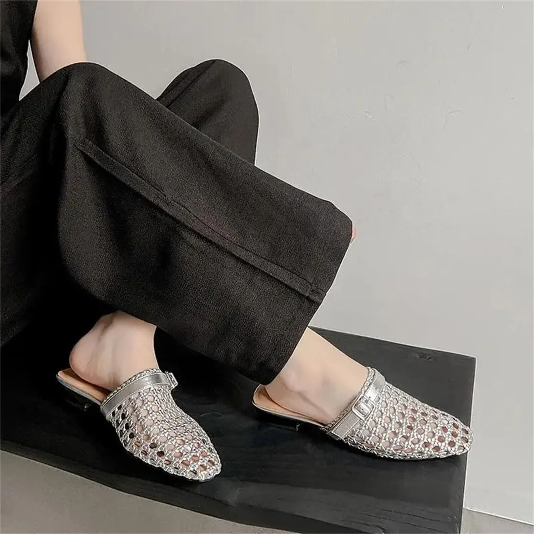 WomenS Microfiber Cut Out Weaving Square Heel Slip On 2.5Cm Platform Street Style Mules