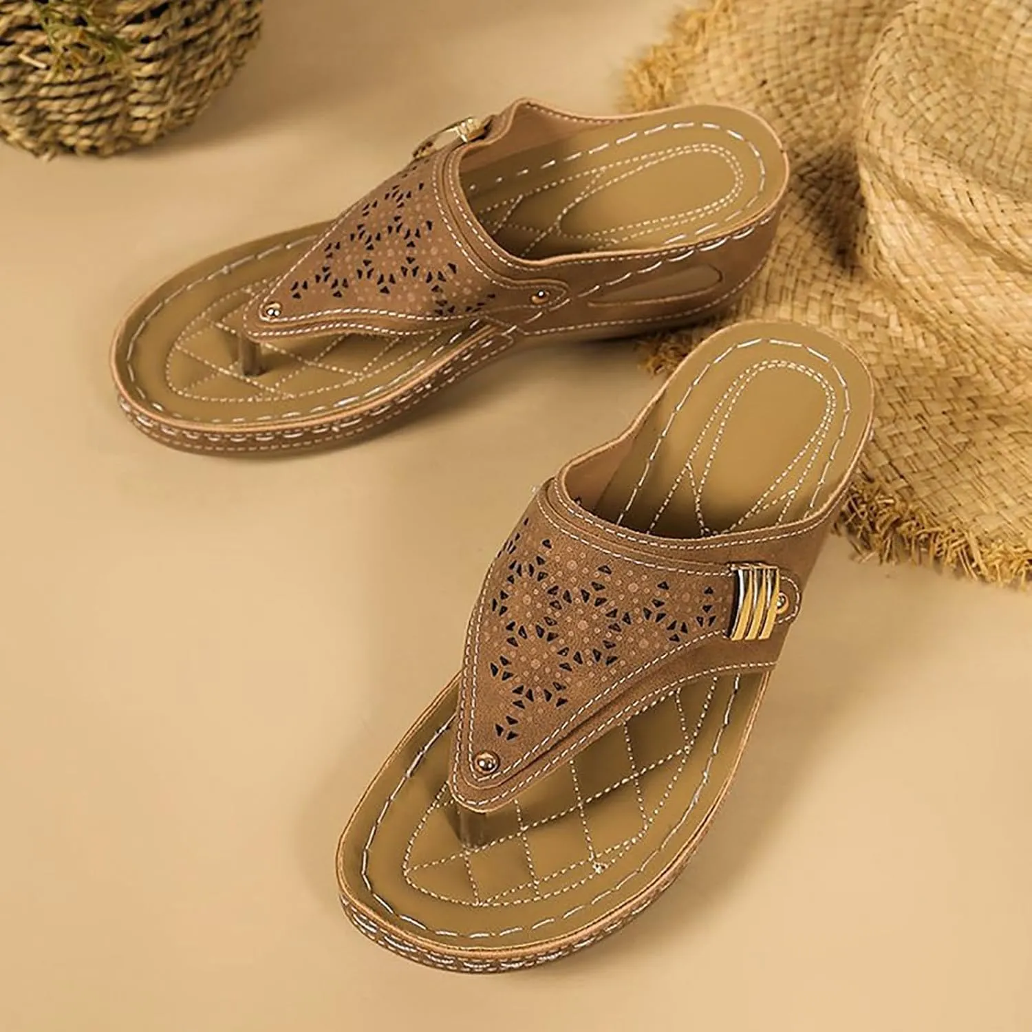 Womens Orthopedic Sandals,Breathable Mesh Hollow Sandals Summer Thong Slip On Flip Flops Comfortable Dressy Sandals