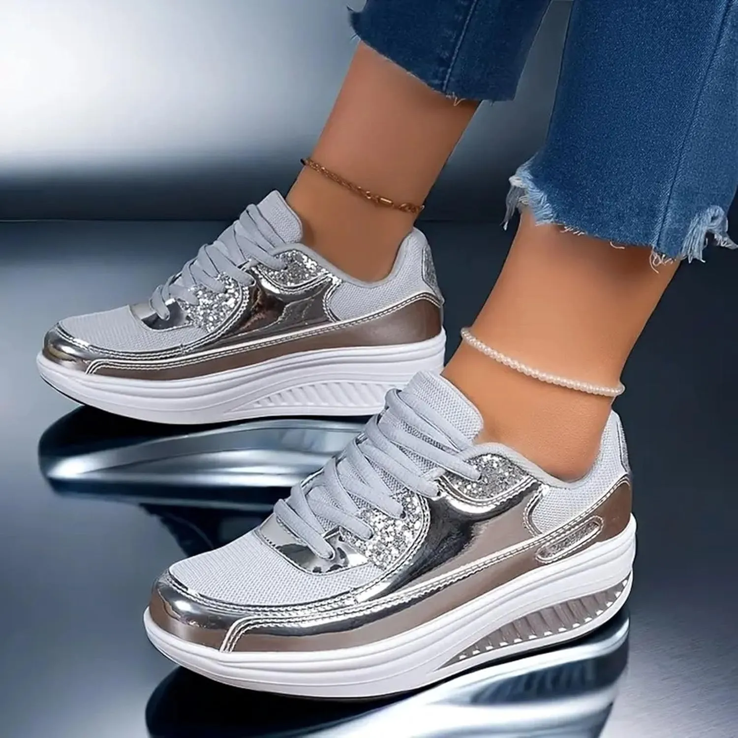Womens Orthopedic Shoes Women's Daily Air Cushion Orthopedic Friendly Wedge Sneaker Women's Slip Womens Skirt Set Work