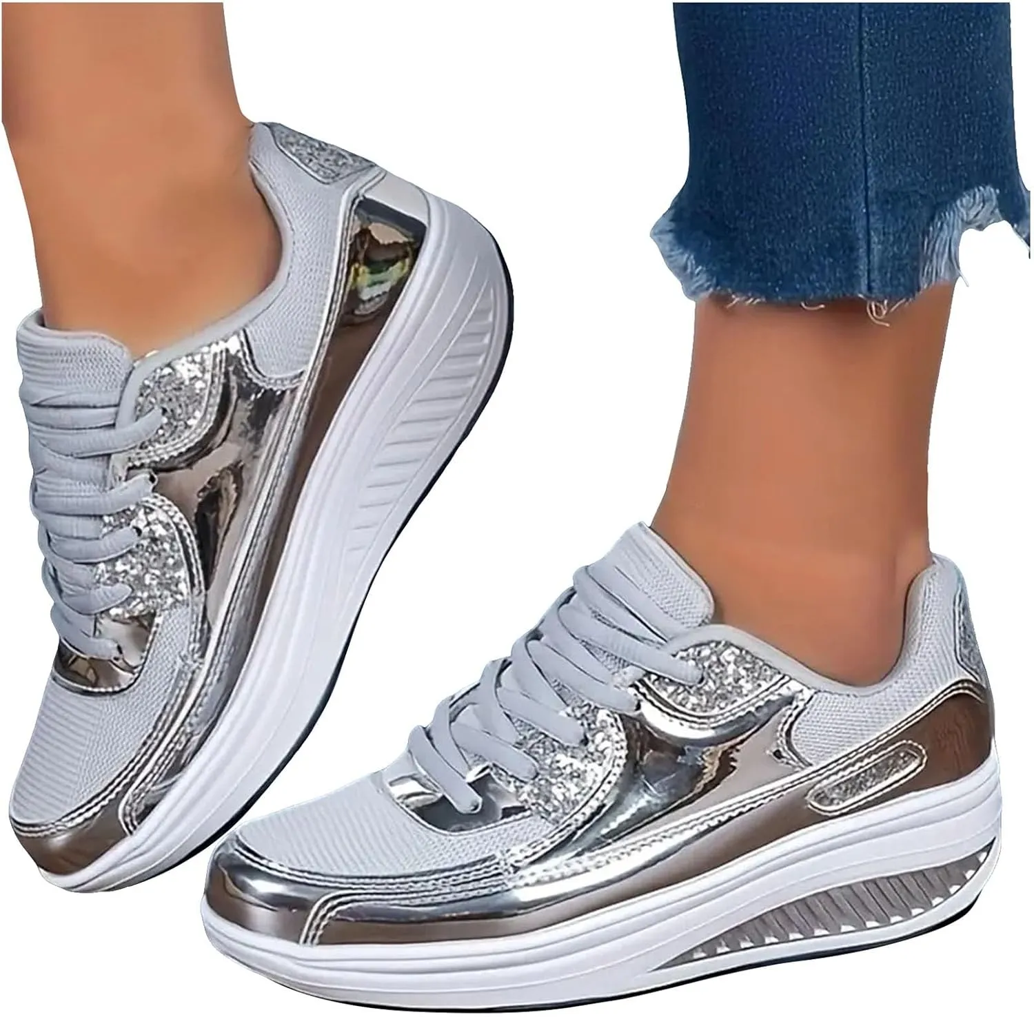 Womens Orthopedic Shoes Women's Daily Air Cushion Orthopedic Friendly Wedge Sneaker Women's Slip Womens Skirt Set Work