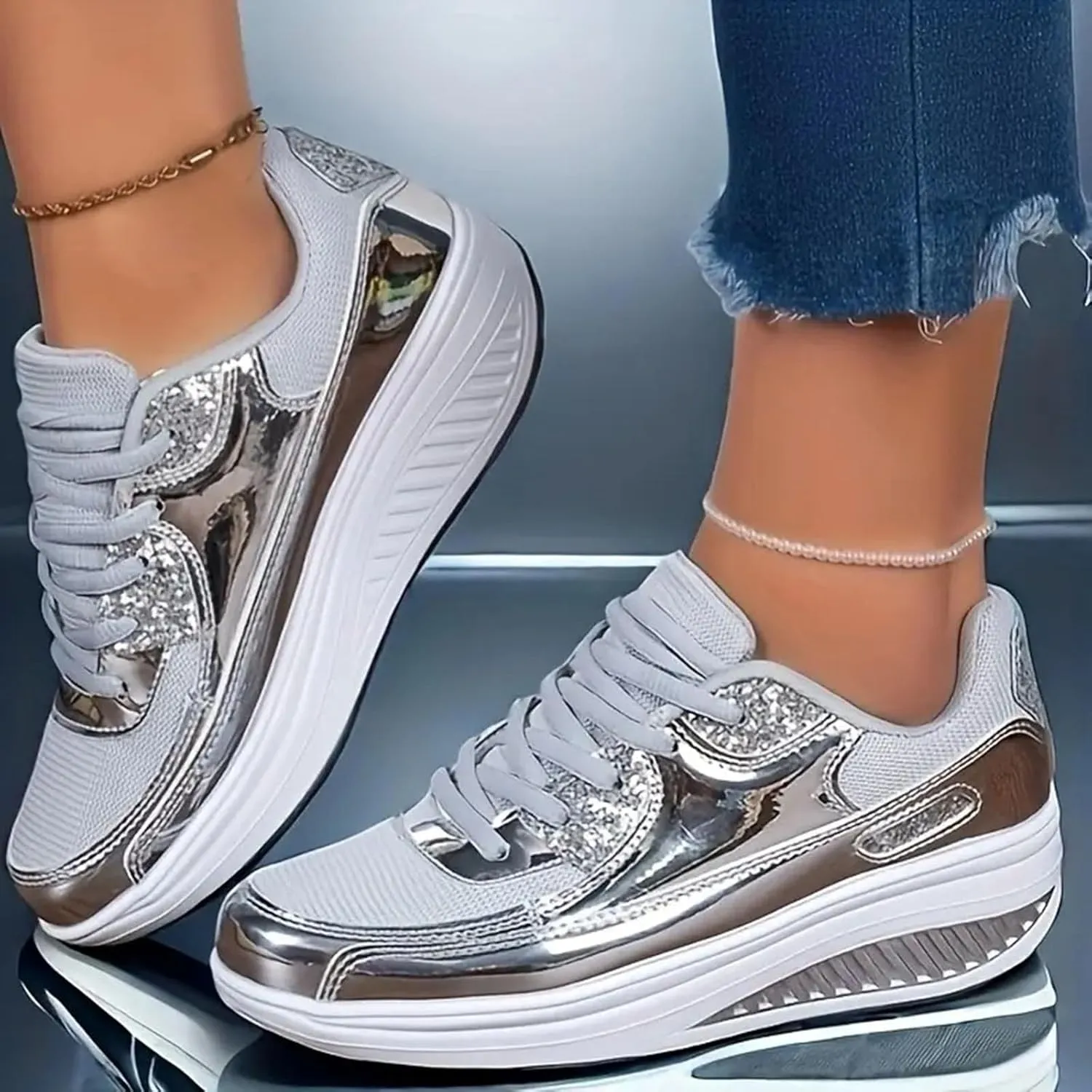 Womens Orthopedic Shoes Women's Daily Air Cushion Orthopedic Friendly Wedge Sneaker Women's Slip Womens Skirt Set Work