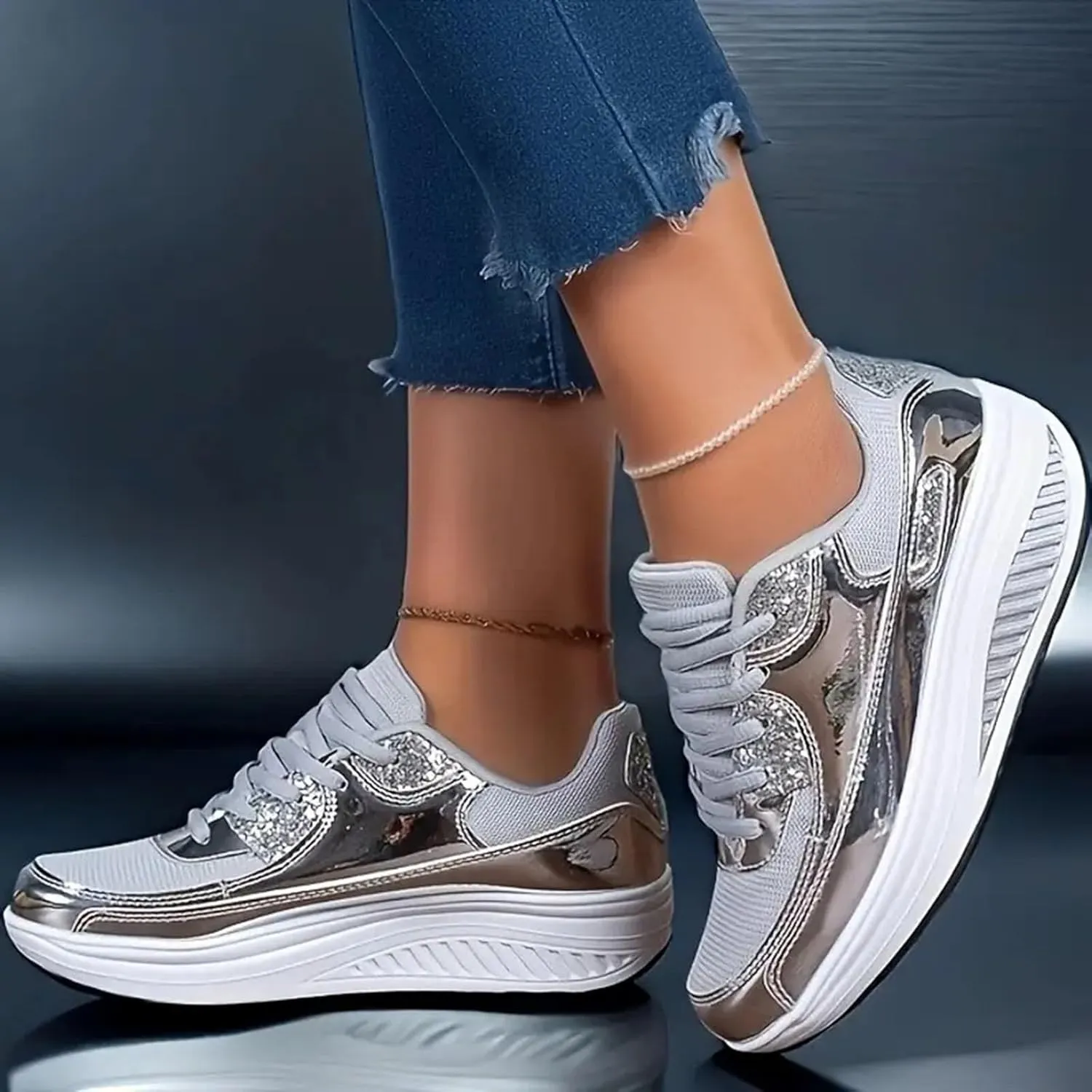 Womens Orthopedic Shoes Women's Daily Air Cushion Orthopedic Friendly Wedge Sneaker Women's Slip Womens Skirt Set Work