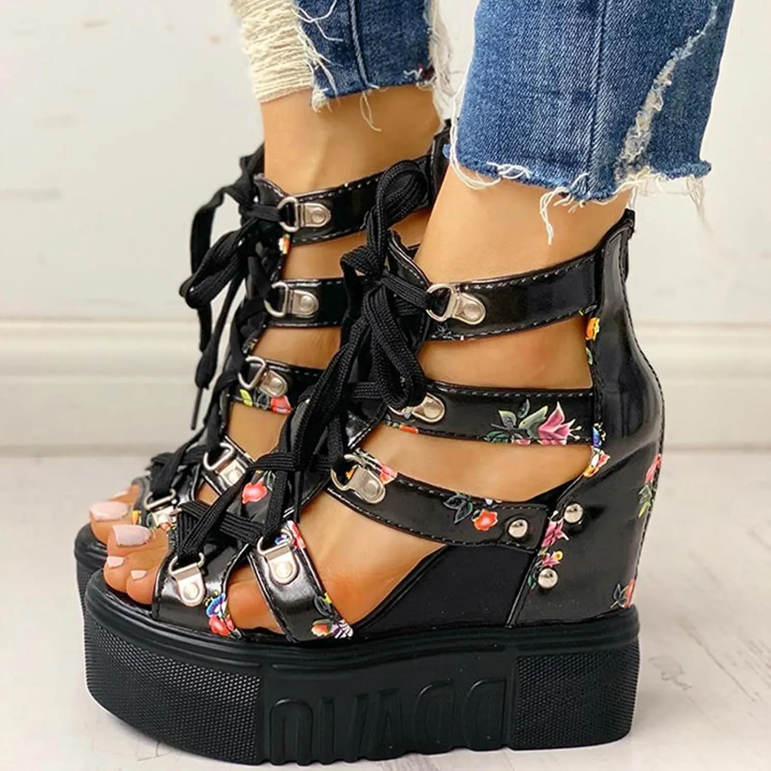 Womens Platform Sandals Comfortable Walking Casual Slip on Summer Shoes Womens Casual Slip on Summer Wedge Sandals