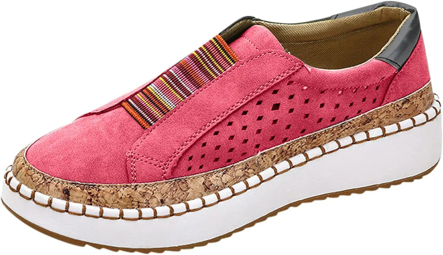 Womens Platform Sandals Fashion Slip On Sneakers Cushioned Lightweight Breathable Walking Wedge Shoes