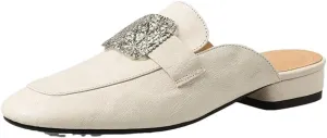 WomenS Plus Size Genuine Leather Round Toe Square Heel Pull On 2.5Cm Low Heel Neutral Mules