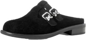 WomenS Retro Simple Round Toe Slip On Flats Cow Suede Buckle Mules for Daily Shopping and Walking