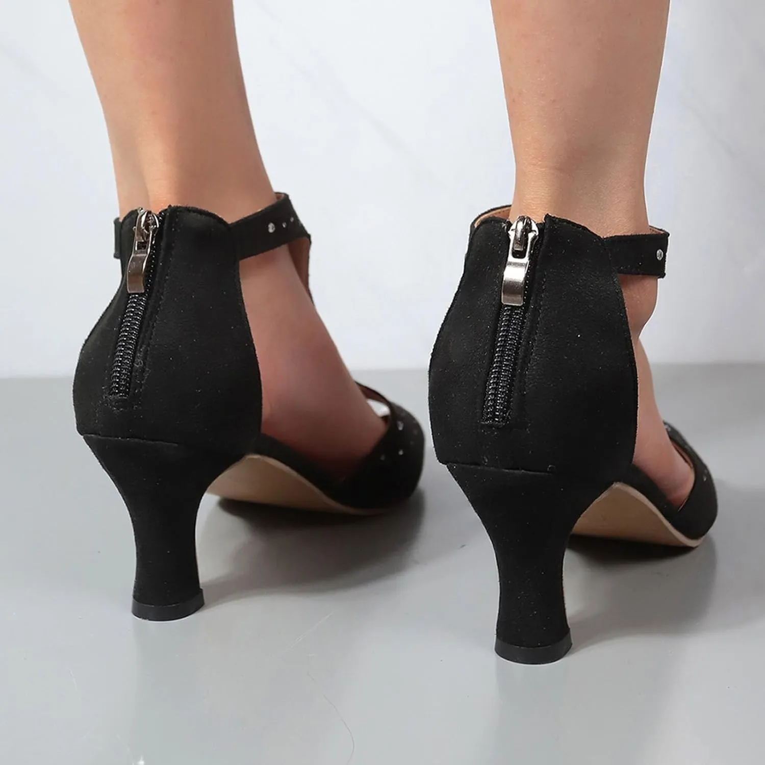 Women's Rhinestone High Heels Sandals Orthopedic Stiletto Suede Summer Open Toe Booties Comfortable Dress Side Cutout Shoes Sexy Womens Back Zipper Fish Mouth Casual Strappy Mules Beach Sandal