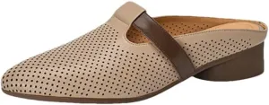 WomenS Round Toe Covered Genuine Leather Low Heel 3Cm Pull On Concise Hollow Mules