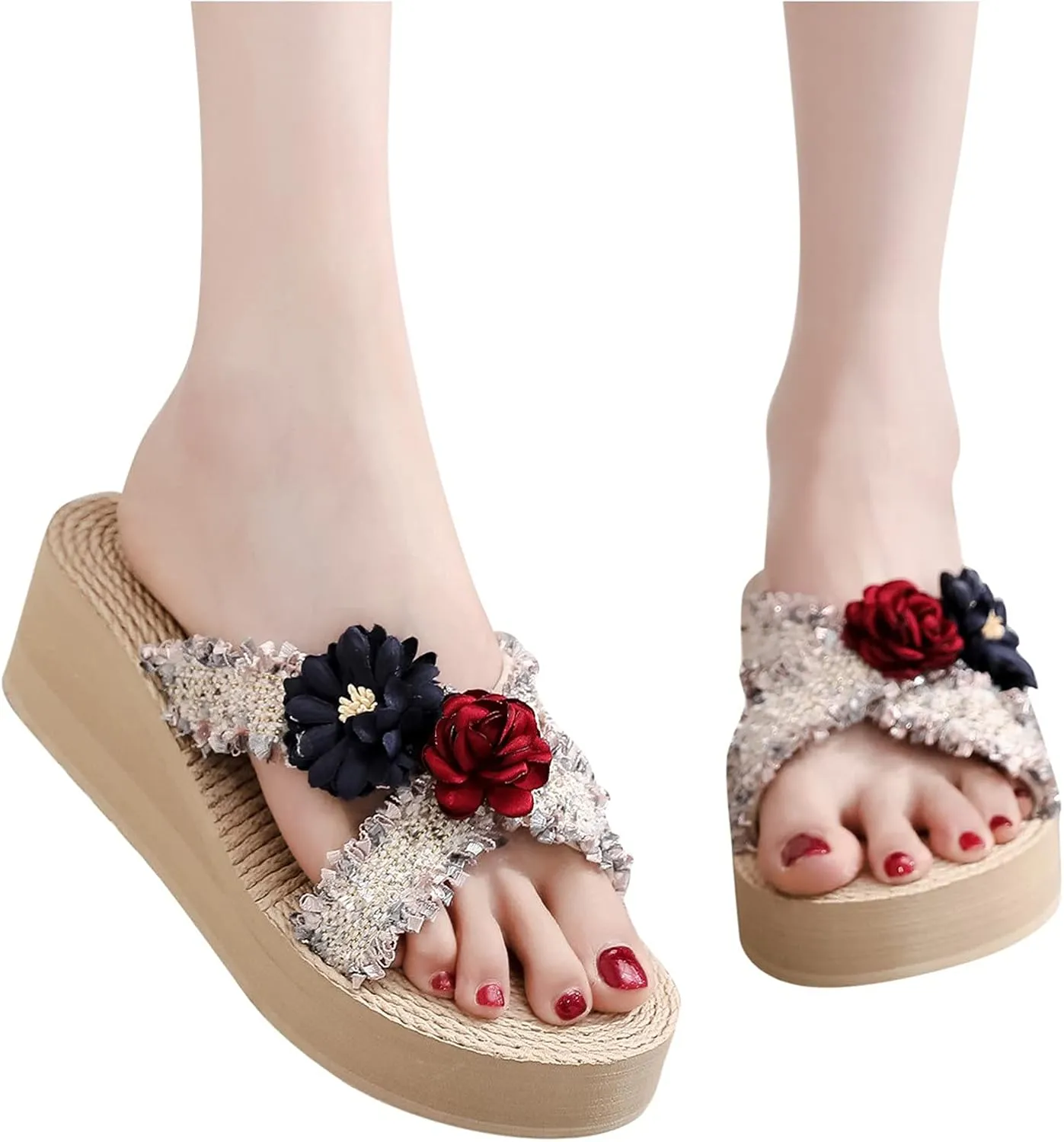 Womens Sandals Breathable Home Beach Flip-Flops Slipper Sandals Fashion Women Shoes Wedges Womens Flip Flops