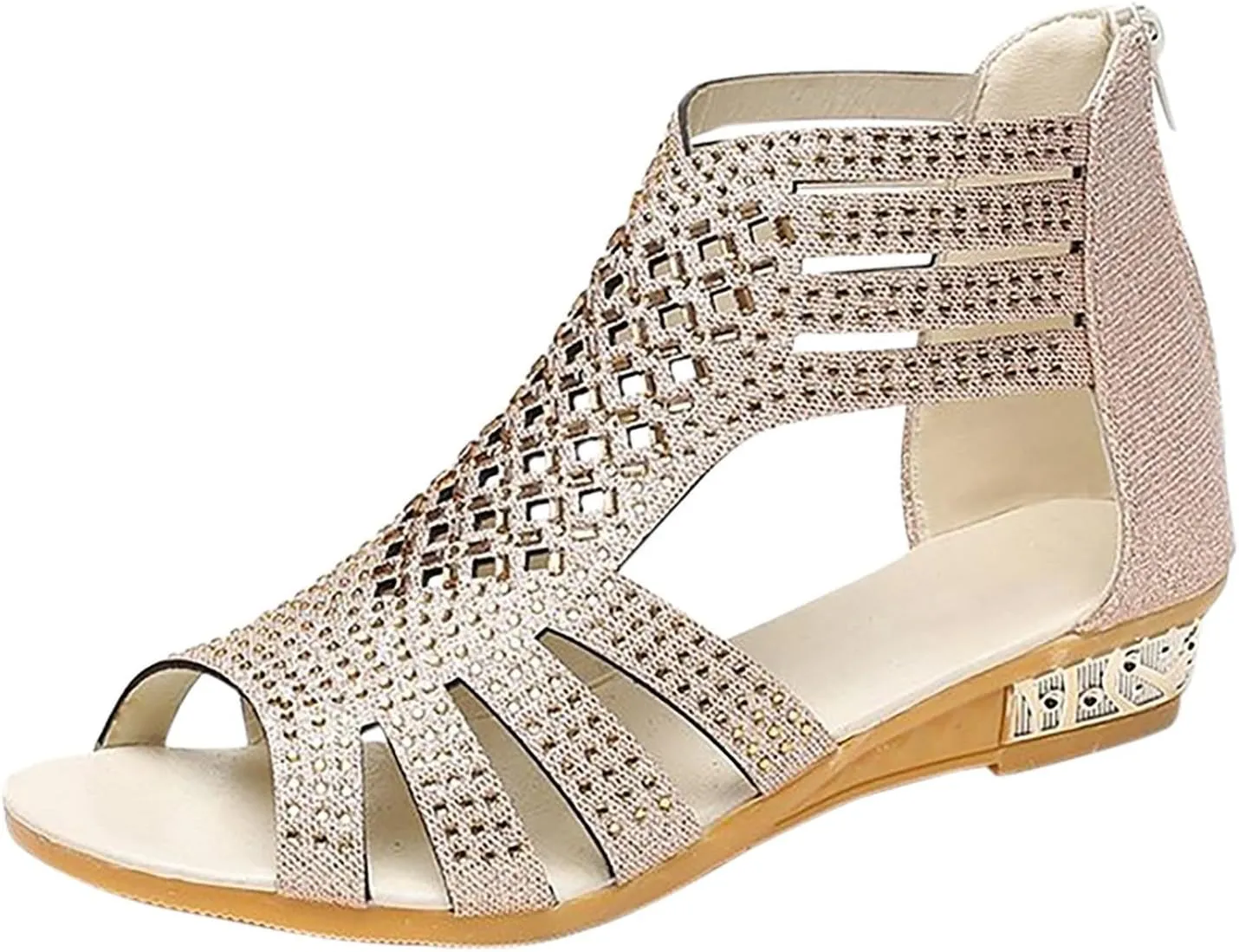 Womens Sandals Comfortable Dressy Ankle Strap Womens Wedge Sandals Low Heel Dressy Summer Rhinestone Summer Shoes