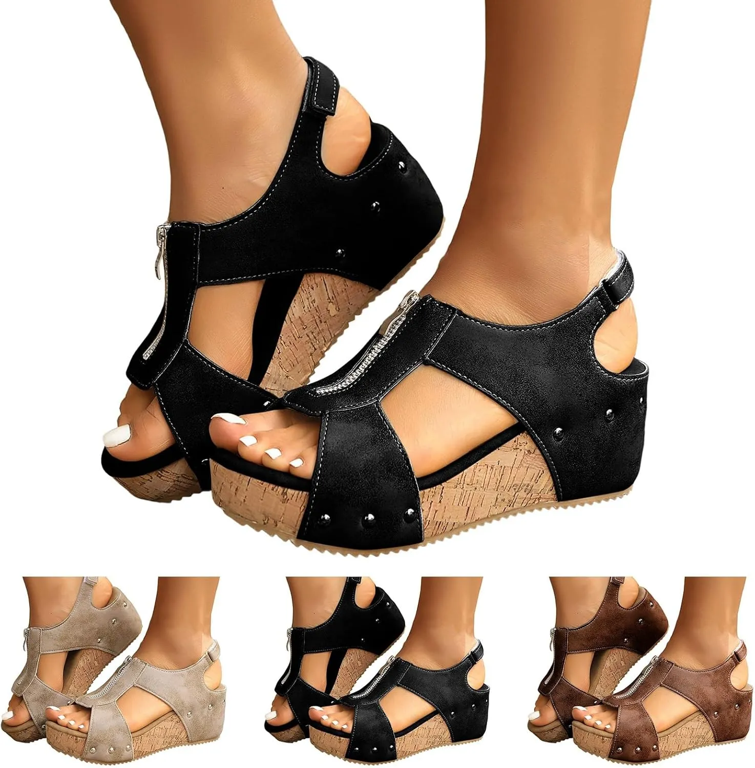Womens Sandals Open Toe Stylish Summer Sandals Womens Dressy 2025 Wedge Comfortable Orthopedic Sandals with Arch Support