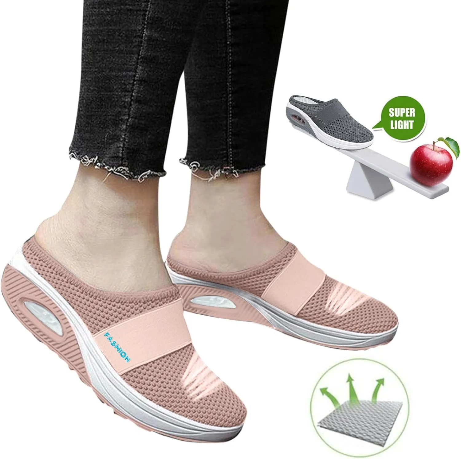 Womens Sandals With Arch Support Casual Womens Slip On Mules Walking Slippers Closed Toe Slides Orthopedic Shoes