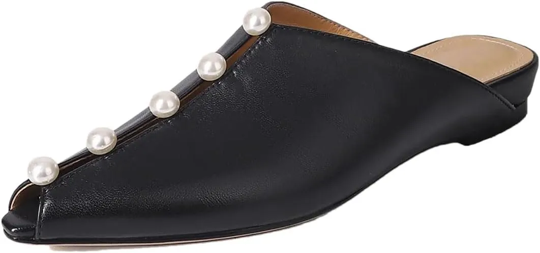 WomenS Sheepskin Pointed Toe Low Heel Slip-On Versatile Outdoor Mules for Daily Shopping and Walking