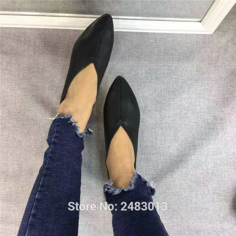 Women's Shoes Handmade 100% Genuine Leather Slip-On Women Simple style soft Cowhide Shoes