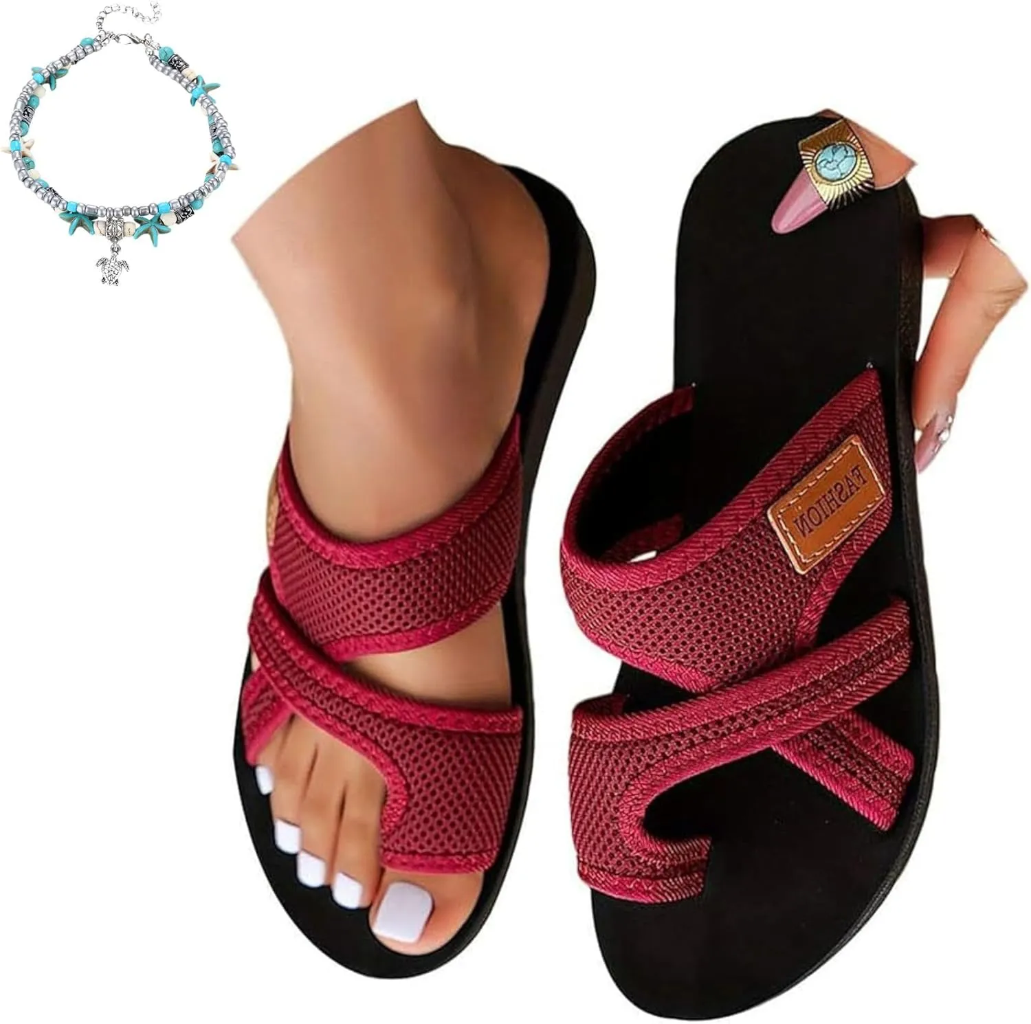 Womens Slide Sandals Arch Support 2025 Womens Hollow Mesh Slide Sandals Non Slip Flip Flops Comfortable Beach Sandals