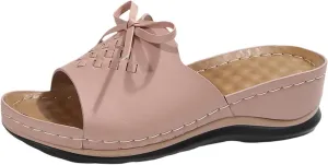 Women's Slip-On Wedge Sandals Comfortable Walking Sandal Open Toe Wedge Slides Shoes Casual Arch Support Shoes Dressy Summer Anti-Slip Sole Boho Sandals Lightweight Shoe