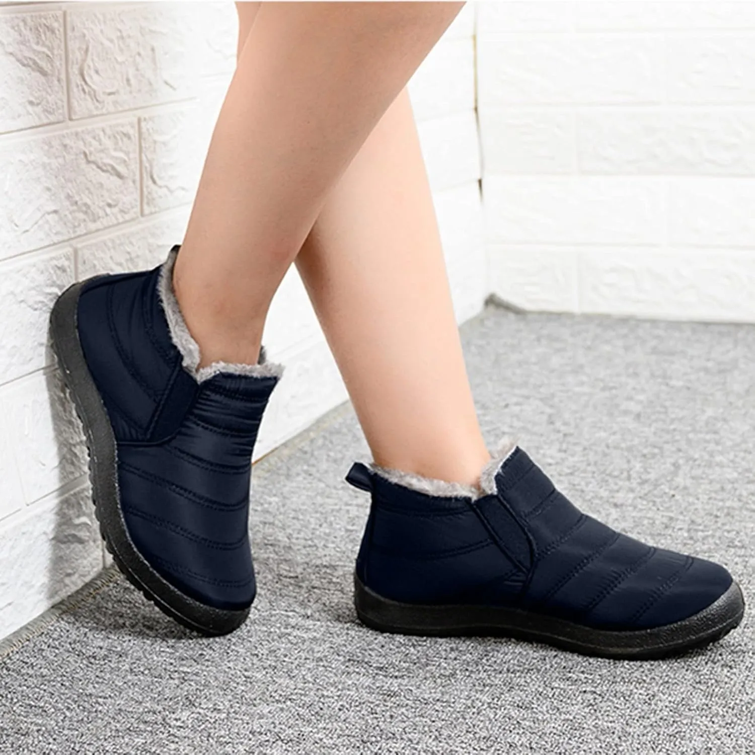 Womens Snow Boots Waterproof Insulated Pull on Womens Lightweight Hiking Snow Boots Womens Snow Boots Wide Calf Boots for Snow Women Botas Bajitas Elegantes De Mujer Para El Frio