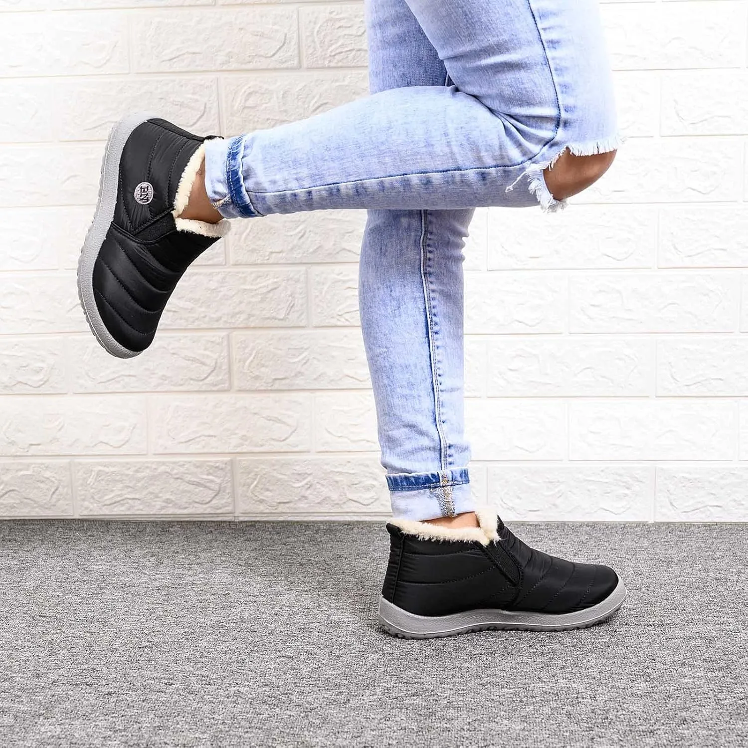 Womens Snow Boots Waterproof Insulated Pull on Womens Lightweight Hiking Snow Boots Womens Snow Boots Wide Calf Boots for Snow Women Botas Bajitas Elegantes De Mujer Para El Frio