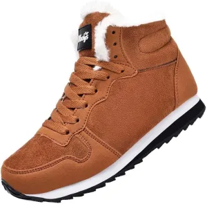 Womens Snow Boots Wide Width Zipper Brown Platform Fur Boots for Women Fuzzy Boots Womens Fur Boots Womens Winter Snow Boots Warm Fur Lined Anti-Slip Ankle Booties of Today