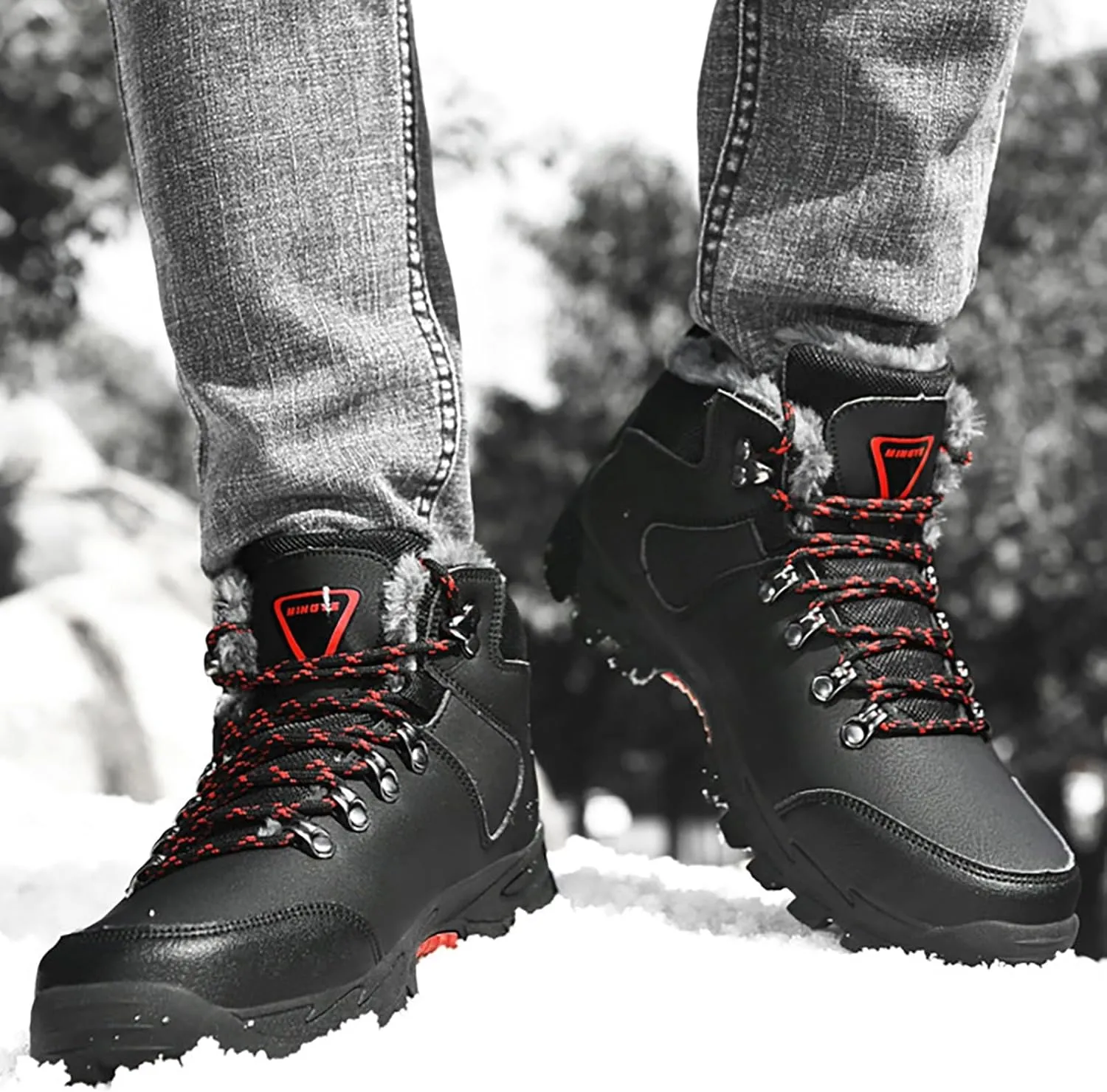 Womens Snow Boots Wide Width Zipper Brown Platform Fur Boots for Women Fuzzy Boots Womens Fur Boots Womens Winter Snow Boots Warm Fur Lined Anti-Slip Ankle Booties of Today