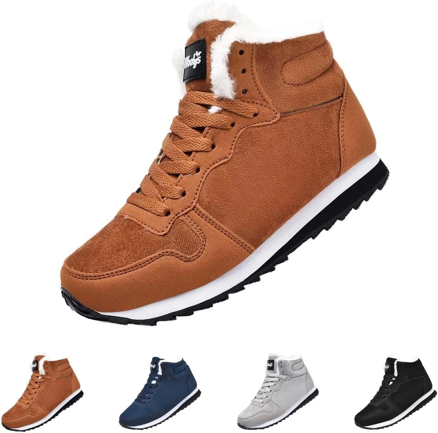 Womens Snow Boots Wide Width Zipper Brown Platform Fur Boots for Women Fuzzy Boots Womens Fur Boots Womens Winter Snow Boots Warm Fur Lined Anti-Slip Ankle Booties of Today