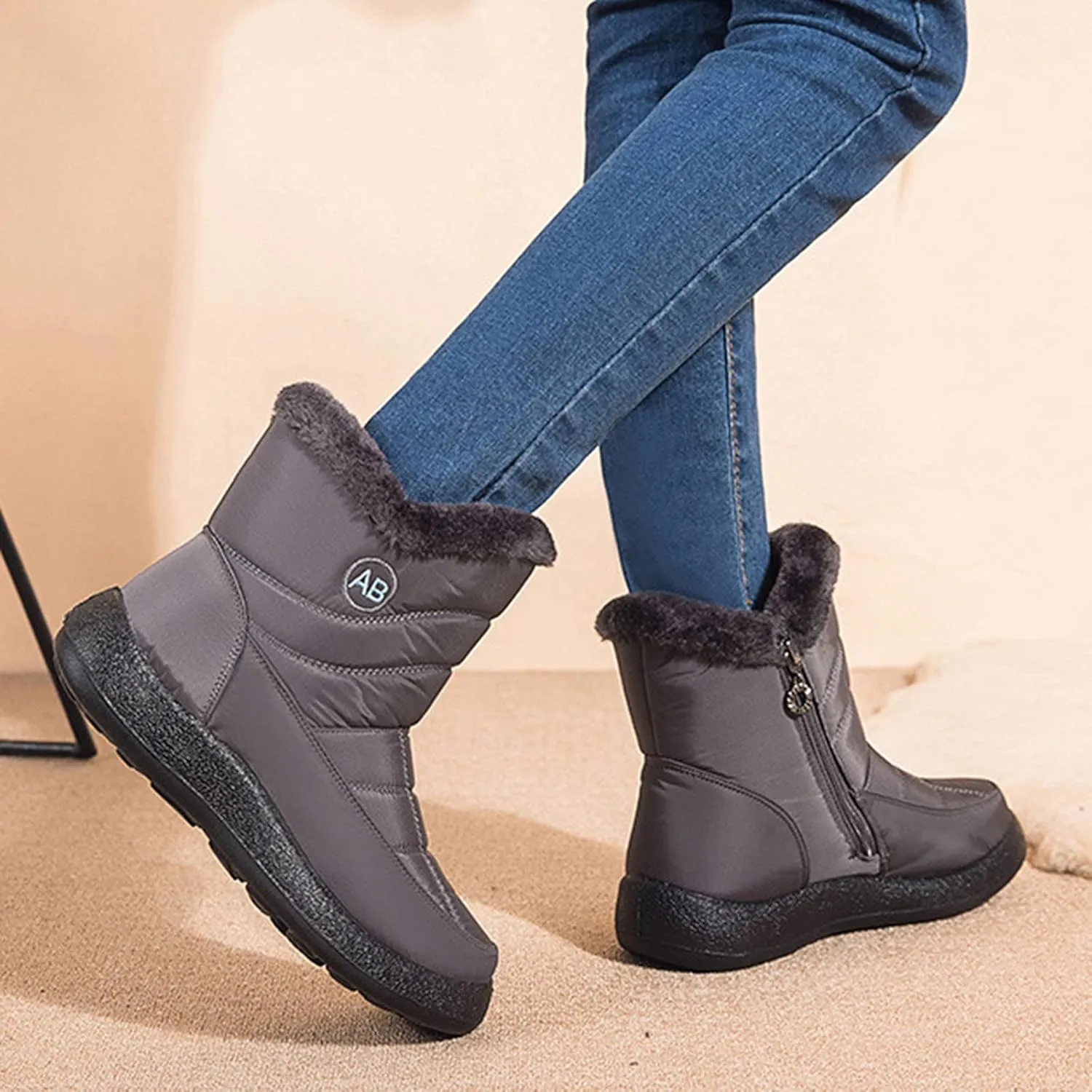 Womens Snow BootsWinter Boots for Women Waterproof Cloth Womens Winter Warm Boots Round Toe Thick Bottom Winter Boots