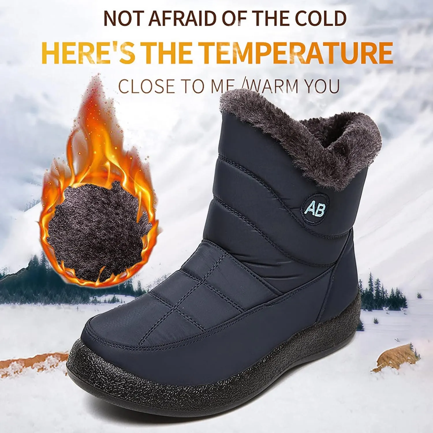 Womens Snow BootsWinter Boots for Women Waterproof Cloth Womens Winter Warm Boots Round Toe Thick Bottom Winter Boots