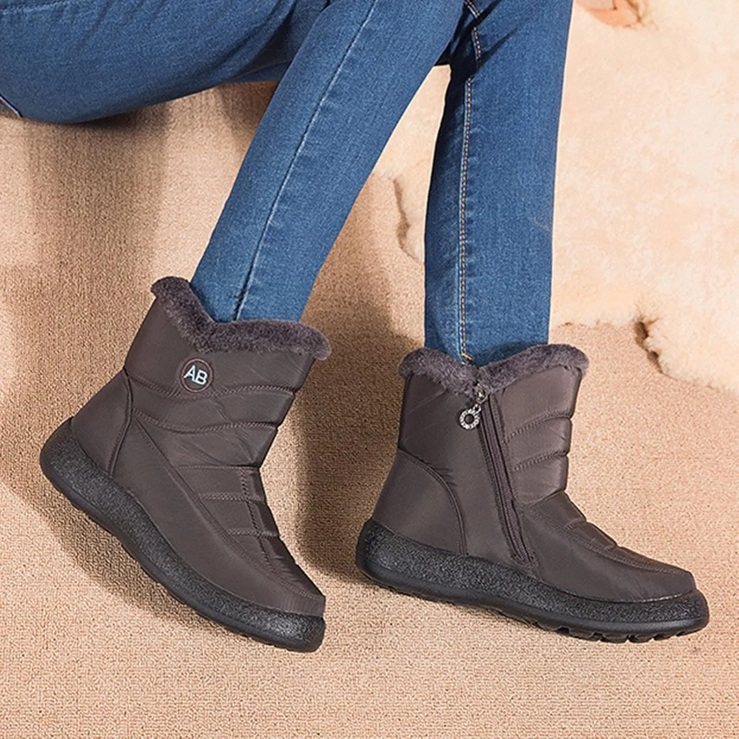 Womens Snow BootsWinter Boots for Women Waterproof Cloth Womens Winter Warm Boots Round Toe Thick Bottom Winter Boots