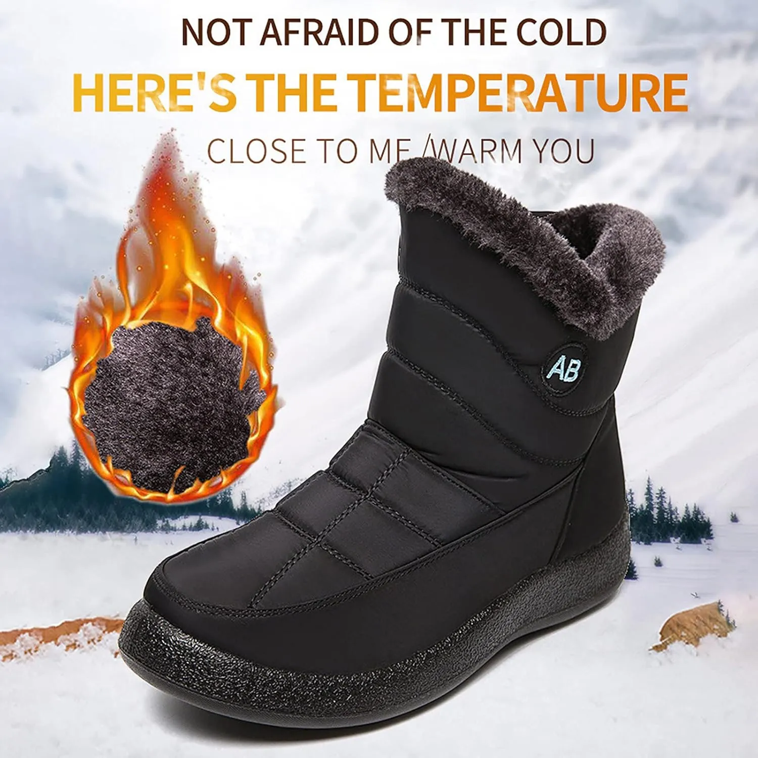 Womens Snow BootsWinter Boots for Women Waterproof Cloth Womens Winter Warm Boots Round Toe Thick Bottom Winter Boots