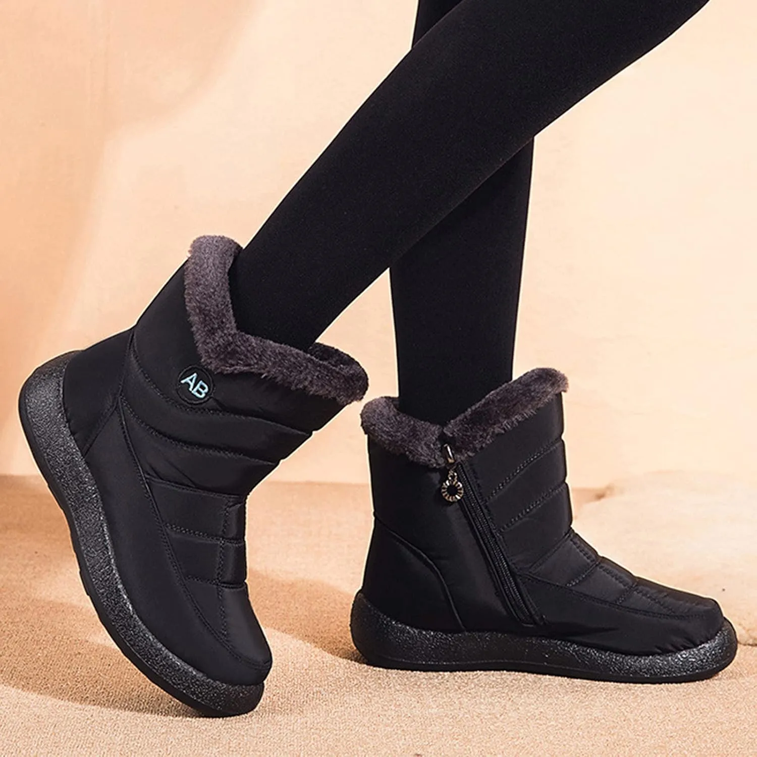 Womens Snow BootsWinter Boots for Women Waterproof Cloth Womens Winter Warm Boots Round Toe Thick Bottom Winter Boots