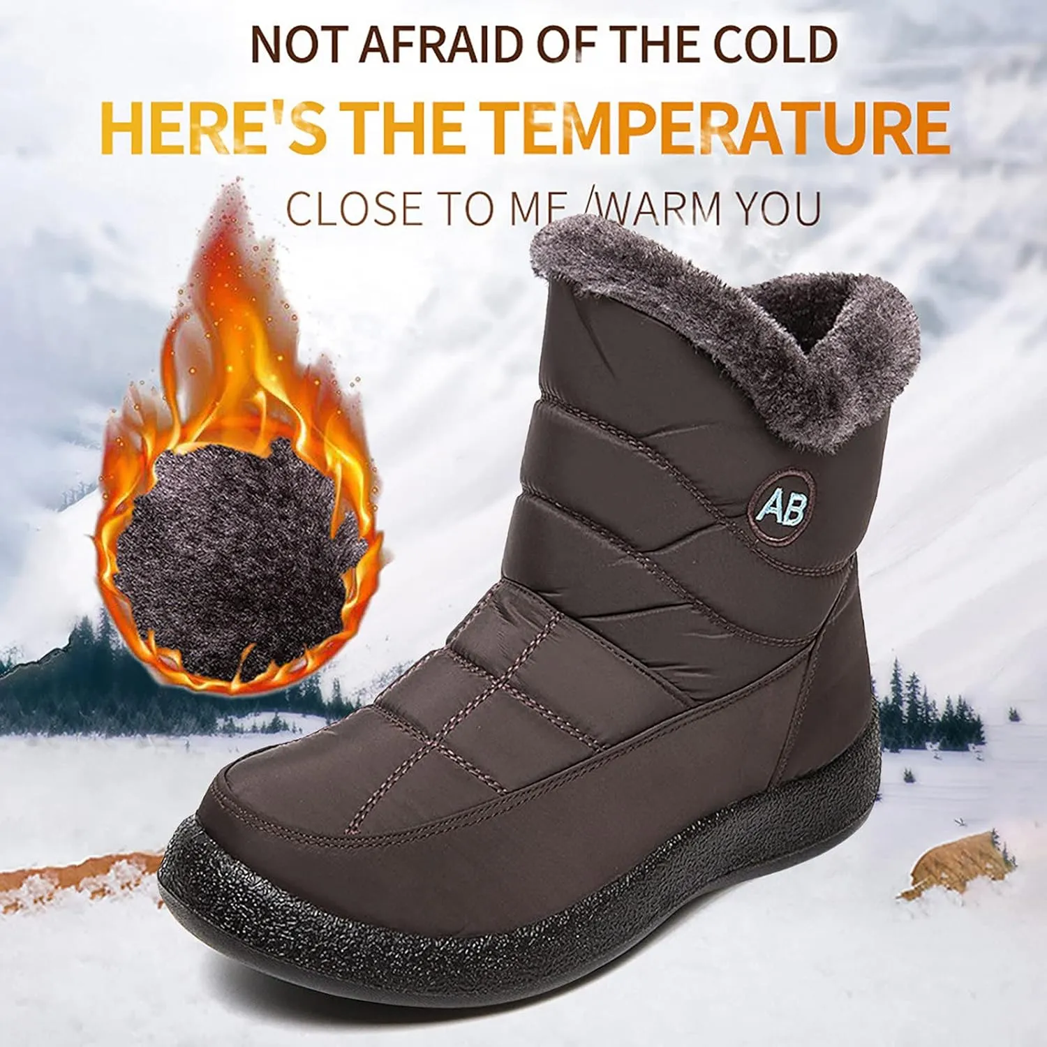 Womens Snow BootsWinter Boots for Women Waterproof Cloth Womens Winter Warm Boots Round Toe Thick Bottom Winter Boots