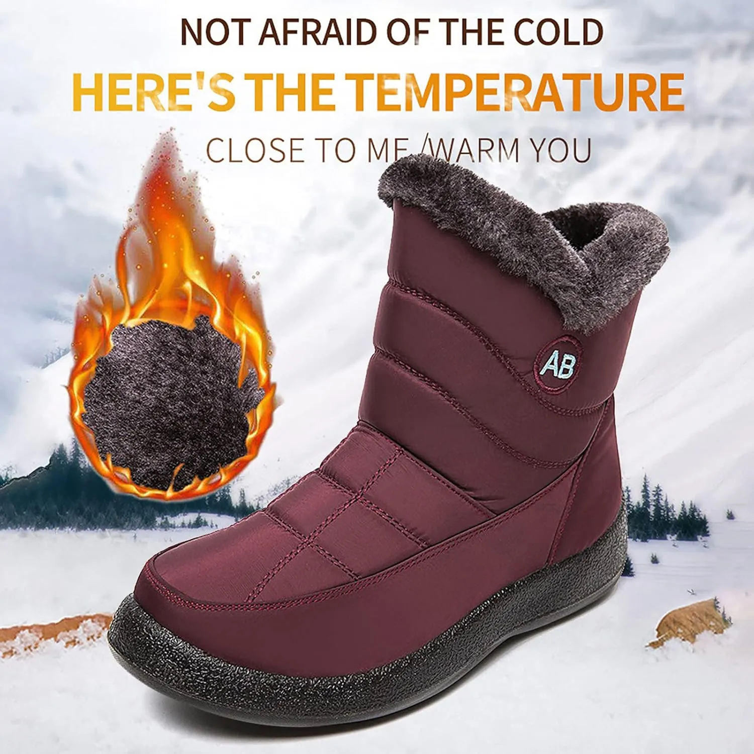Womens Snow BootsWinter Boots for Women Waterproof Cloth Womens Winter Warm Boots Round Toe Thick Bottom Winter Boots