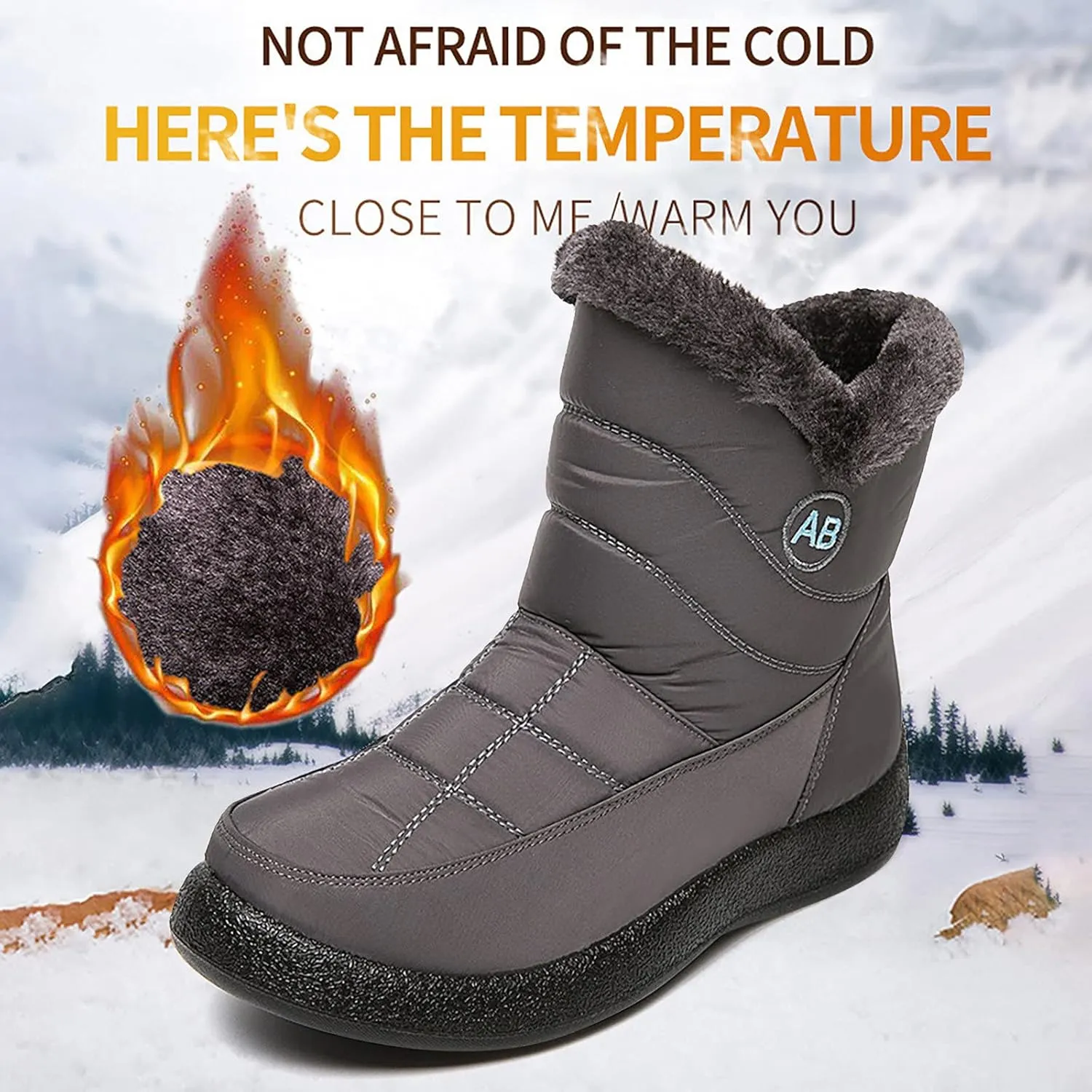 Womens Snow BootsWinter Boots for Women Waterproof Cloth Womens Winter Warm Boots Round Toe Thick Bottom Winter Boots