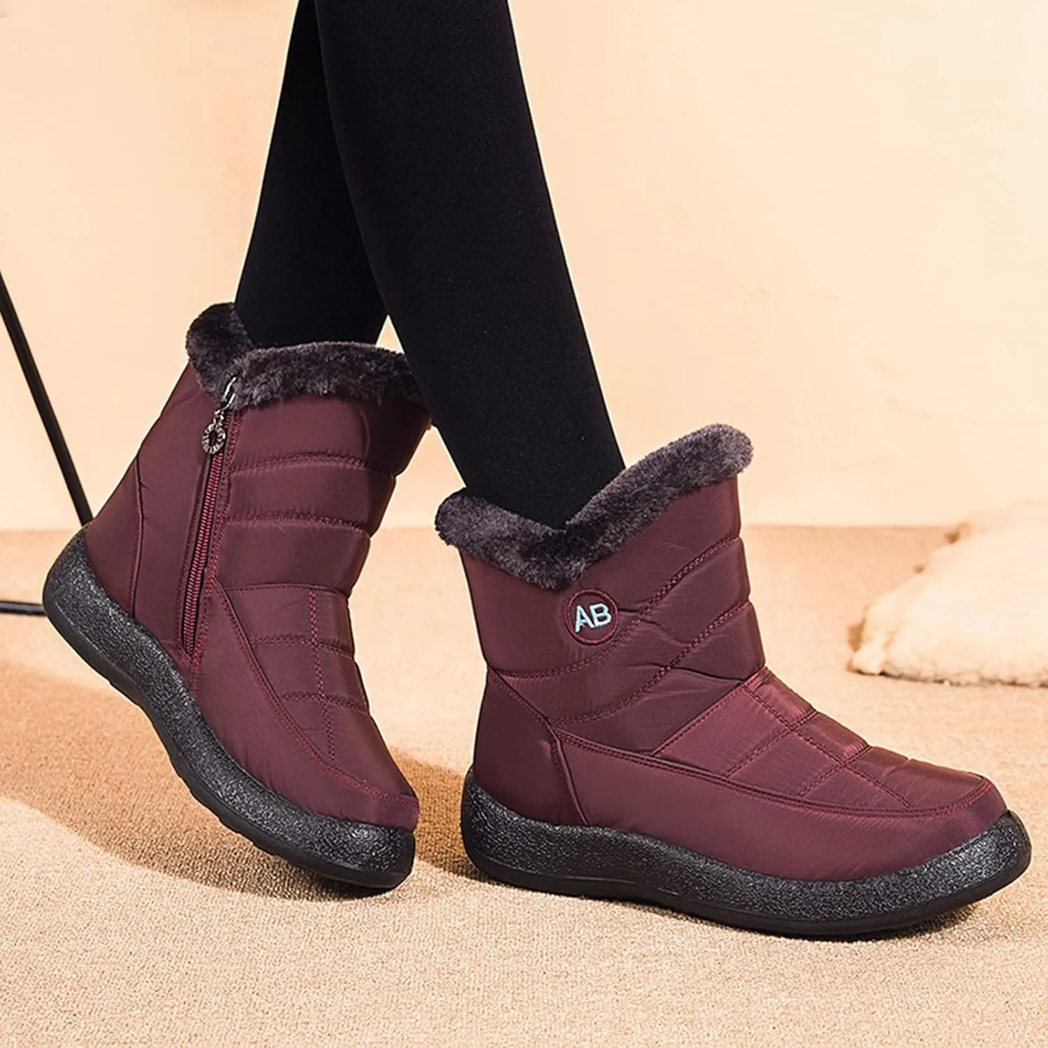 Womens Snow BootsWinter Boots for Women Waterproof Cloth Womens Winter Warm Boots Round Toe Thick Bottom Winter Boots
