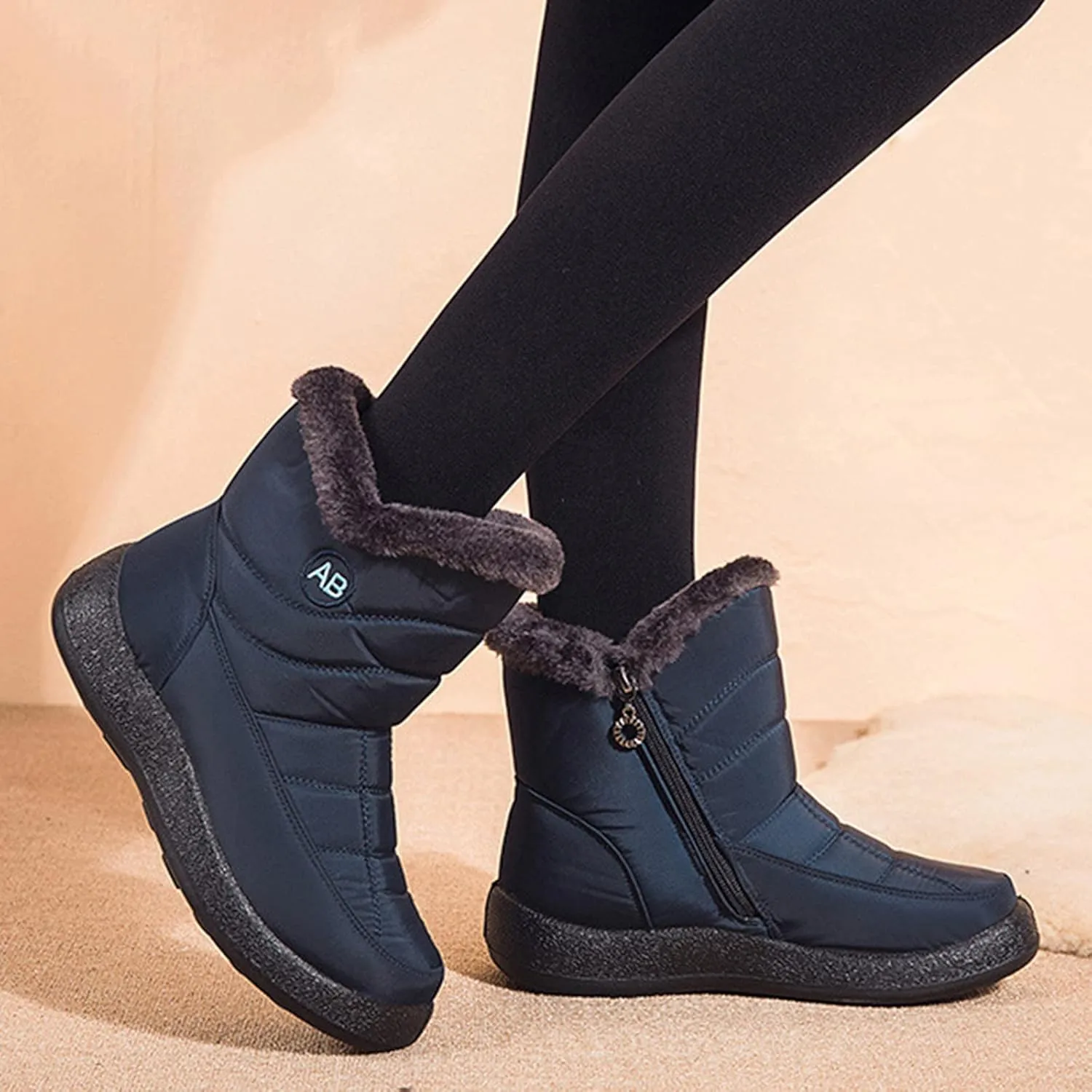 Womens Snow BootsWinter Boots for Women Waterproof Cloth Womens Winter Warm Boots Round Toe Thick Bottom Winter Boots