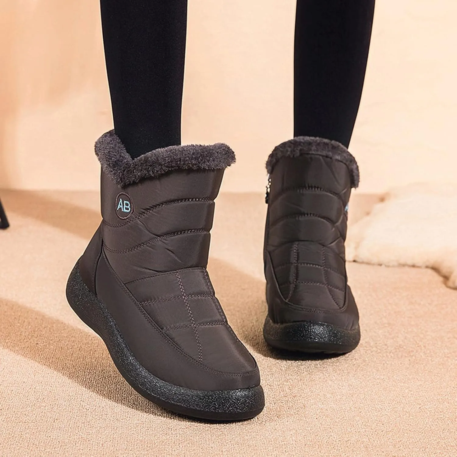 Womens Snow BootsWinter Boots for Women Waterproof Cloth Womens Winter Warm Boots Round Toe Thick Bottom Winter Boots