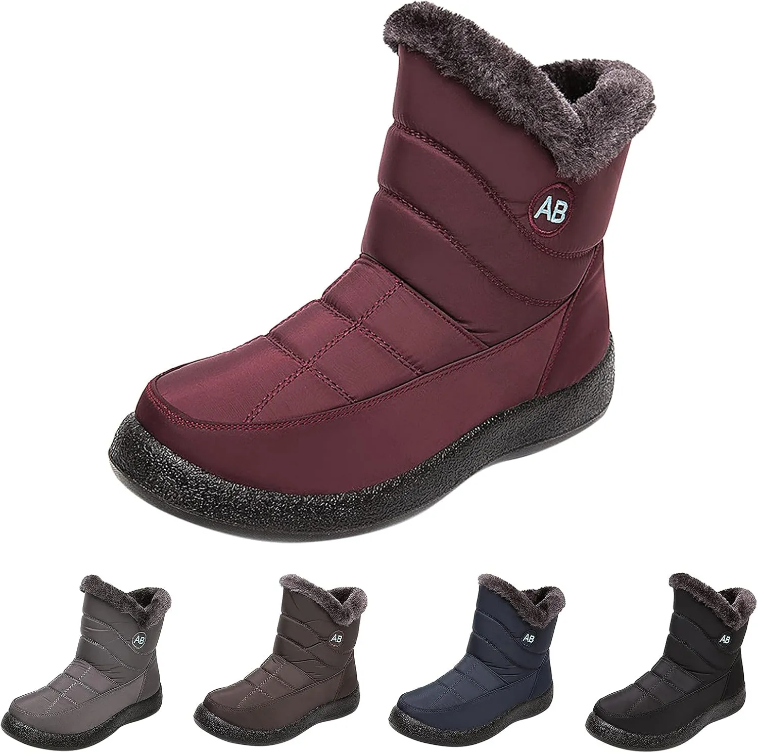 Womens Snow BootsWinter Boots for Women Waterproof Cloth Womens Winter Warm Boots Round Toe Thick Bottom Winter Boots