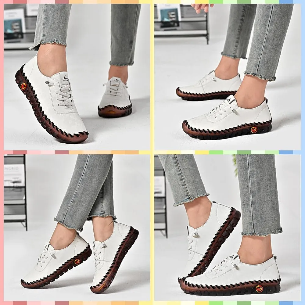 Women's Soft Orthopedic Loafers  Handmade Slip-On Flats with Floral Embroidery, Cushioning, Arch Support, Anti-Slip Sole & All-Day Comfort