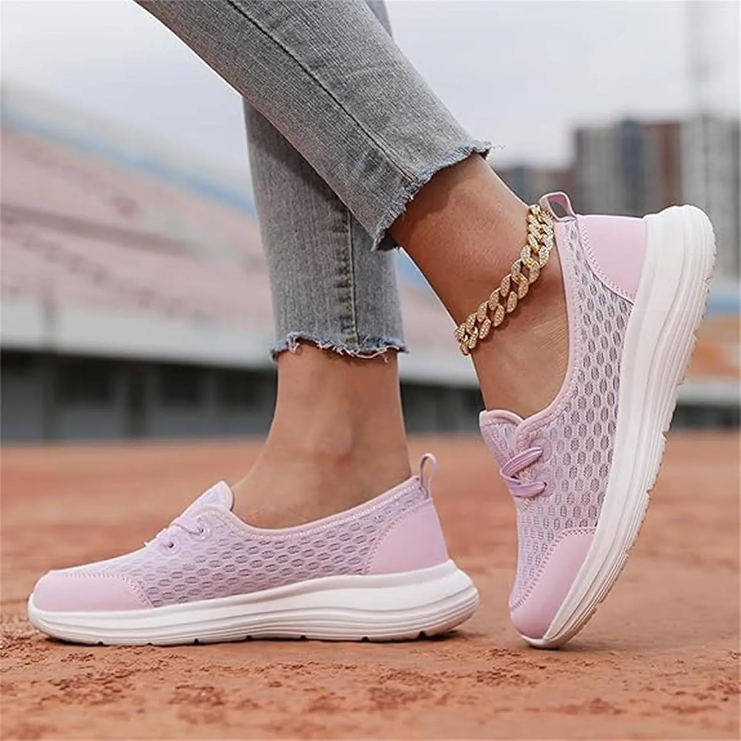 Womens Soft Sole Mesh Comfort Orthopedic Shoes, Comfortable Flat Arch Support Slip-on Walking Shoes for Women