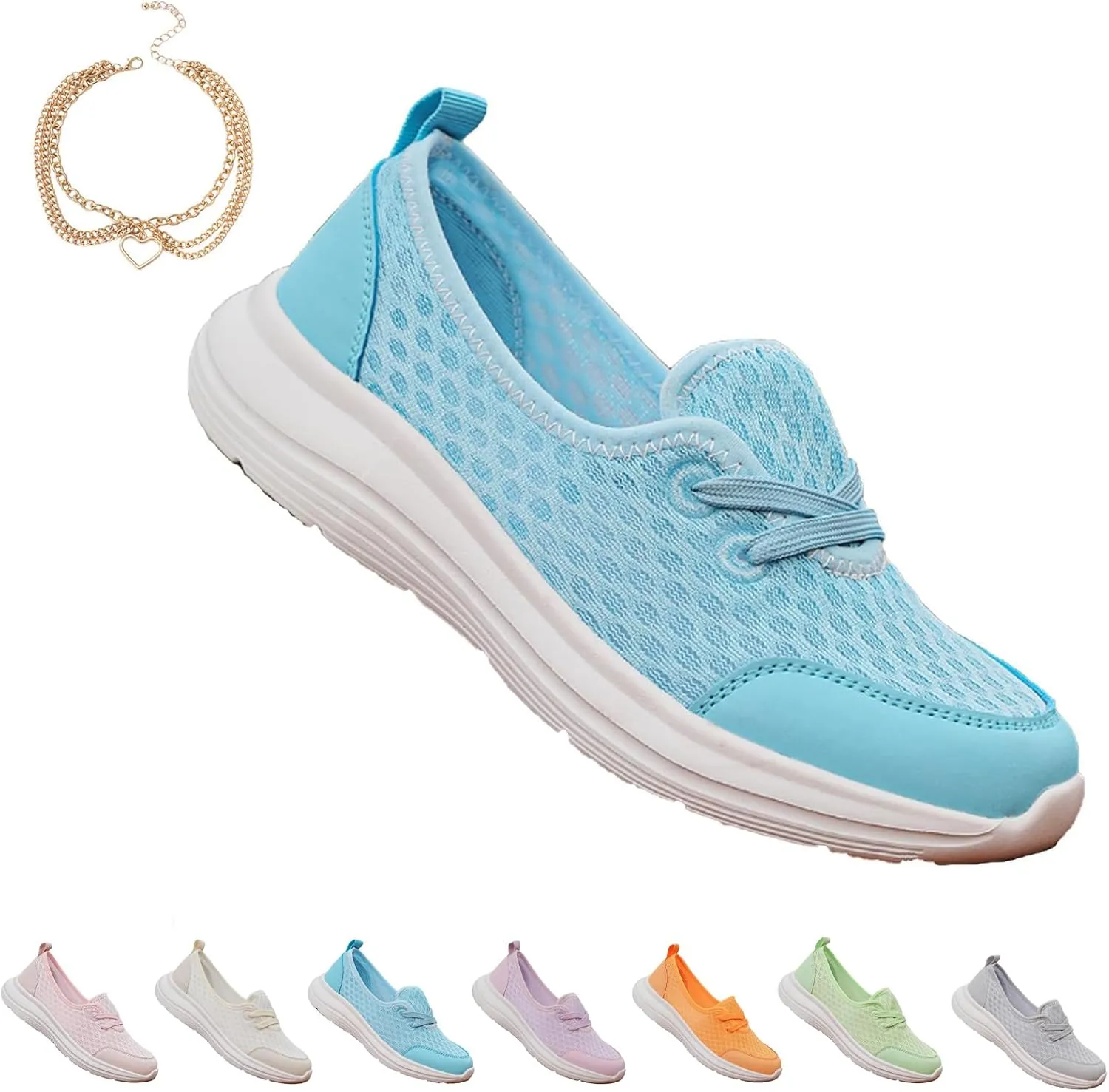 Womens Soft Sole Mesh Comfort Orthopedic Shoes, Comfortable Flat Arch Support Slip-on Walking Shoes for Women
