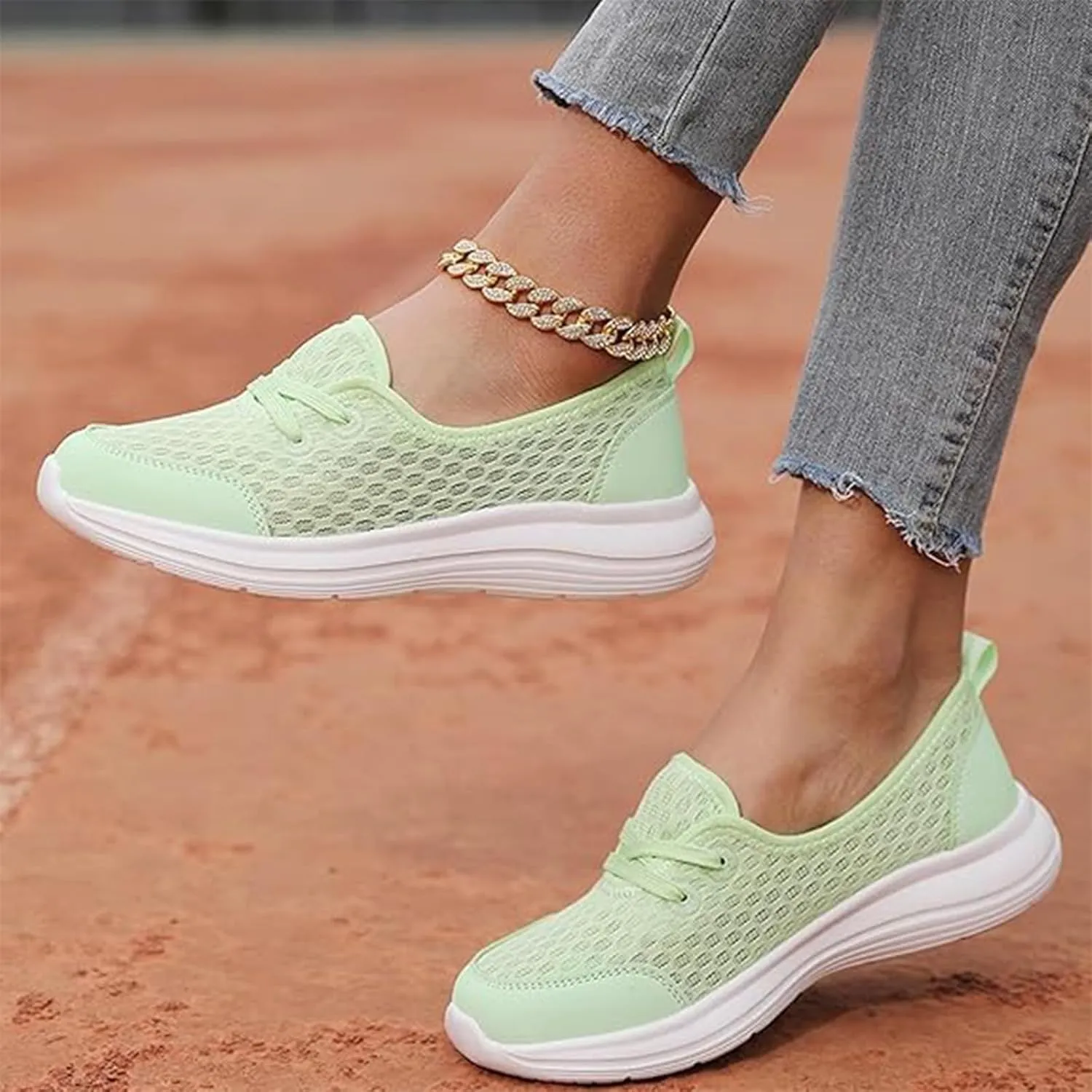 Womens Soft Sole Mesh Comfort Orthopedic Shoes, Comfortable Flat Arch Support Slip-on Walking Shoes for Women