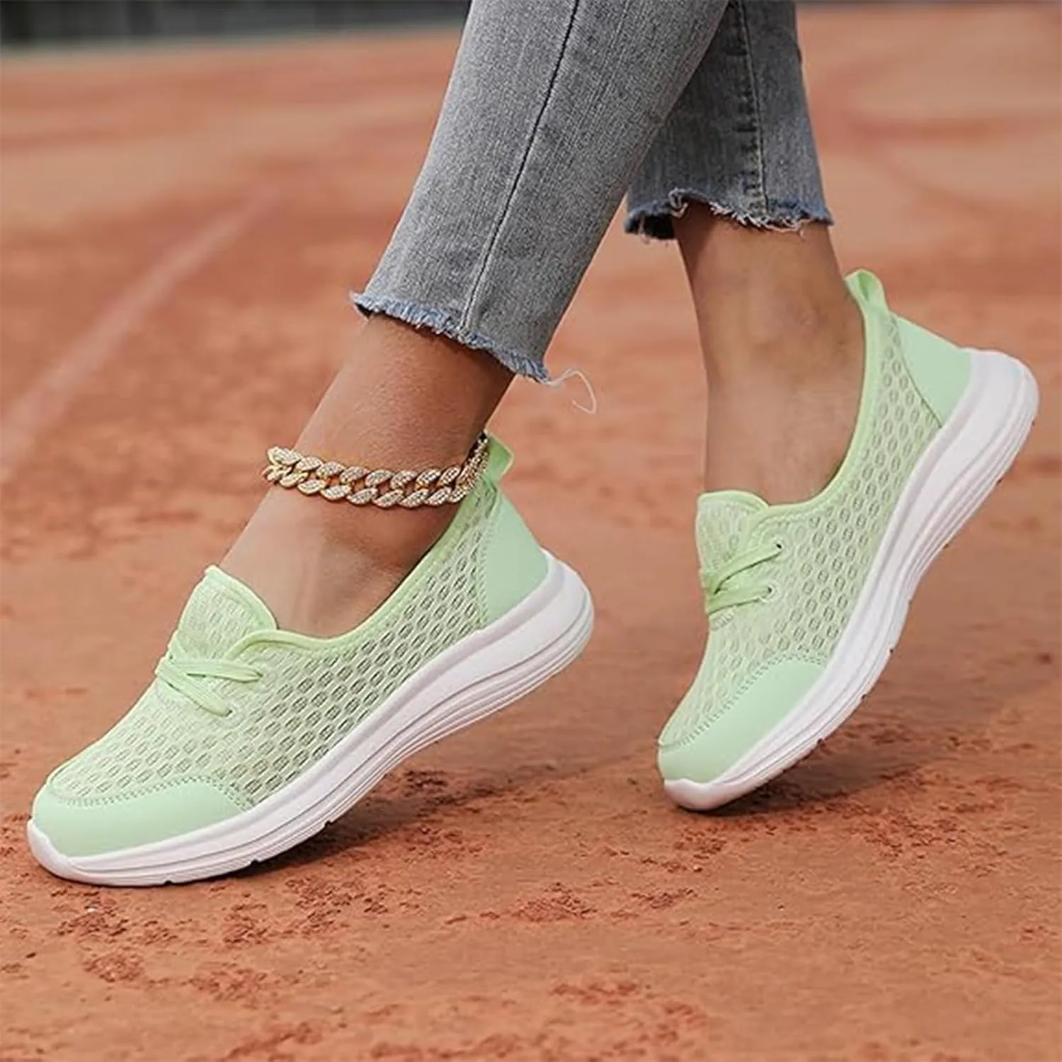 Womens Soft Sole Mesh Comfort Orthopedic Shoes, Comfortable Flat Arch Support Slip-on Walking Shoes for Women