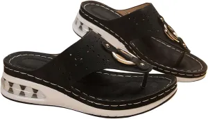 Womens Wedge Sandals Rhinestone Thong Platform Flip Flops Summer Beach Comfortable Sandals Cushion Footbed Platform Dressy Summer Slip on Shoes